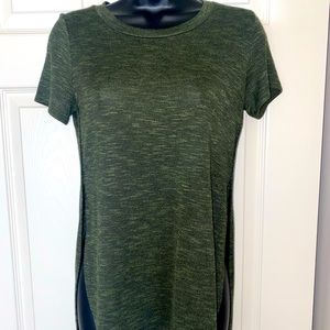 NWOT XS Long Green Mudd Dress Top With Side Slits